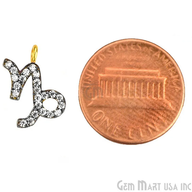 'Capricorn' CZ Pave Gold Vermeil Charm for Bracelet & Pendants