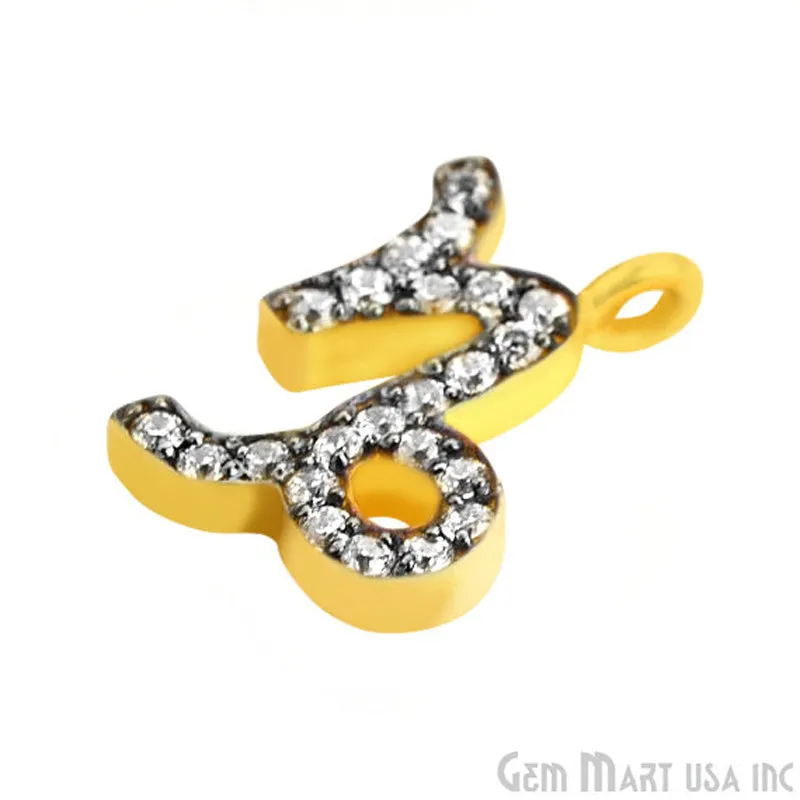 'Capricorn' CZ Pave Gold Vermeil Charm for Bracelet & Pendants