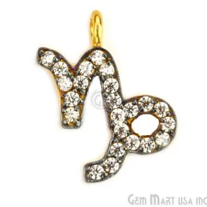 'Capricorn' CZ Pave Gold Vermeil Charm for Bracelet & Pendants