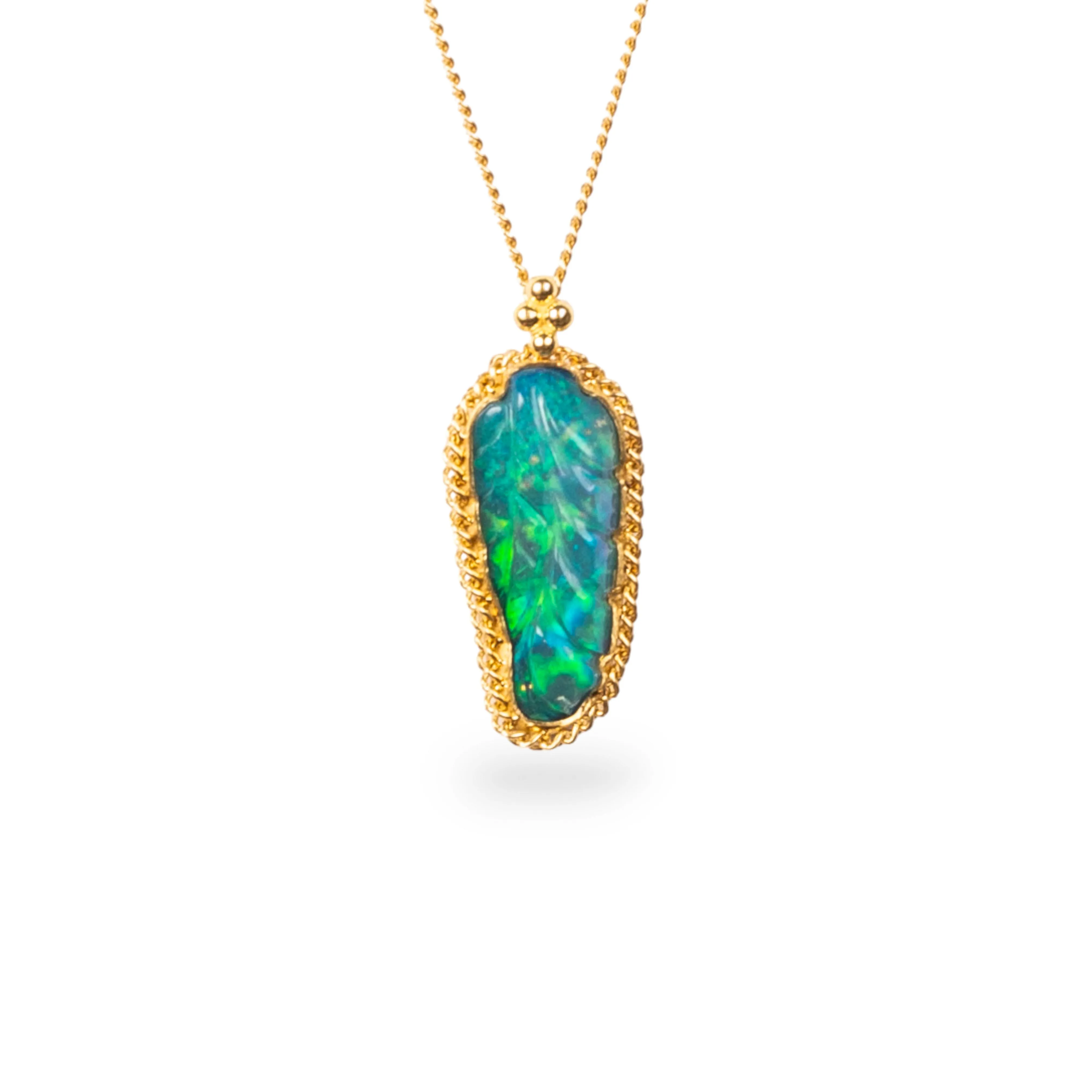 Carved Ethiopian Opal Necklace