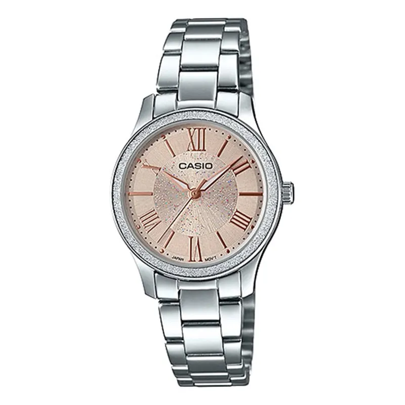 Casio Ladies' Analog Silver Stainless Steel Band Watch LTPE164D-9A LTP-E164D-9A