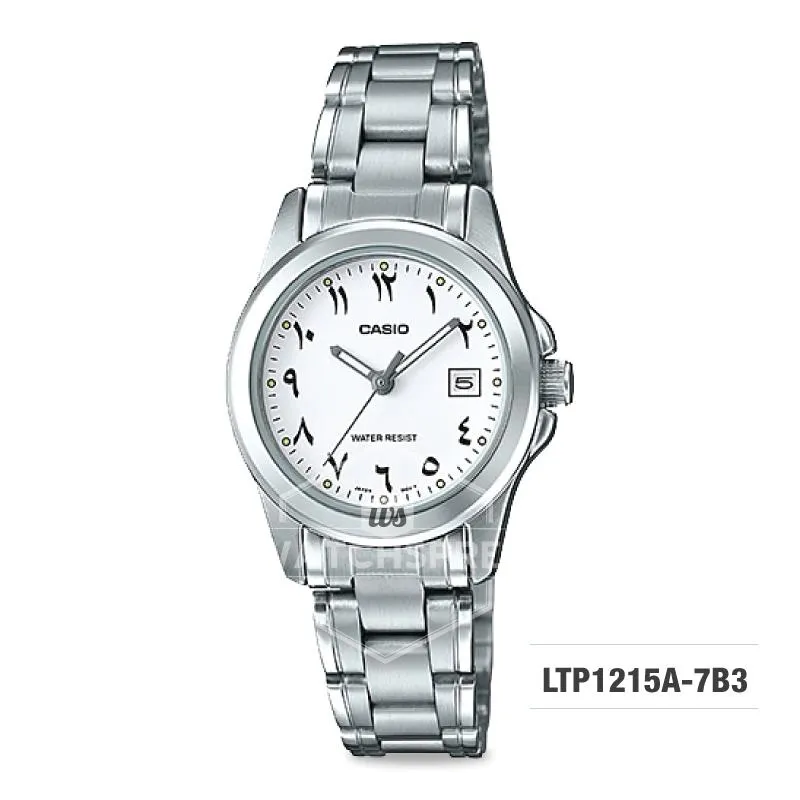 Casio Ladies' Standard Analog Silver Stainless Steel Band Watch LTP1215A-7B3 LTP-1215A-7B3