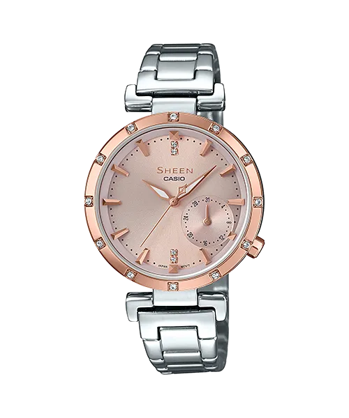 Casio Sheen 3-Hand Analog with SwarovskiÇ???Ç??€¸’??????’?????¶ôÇï¶ôíŸ????ƒ?ªǩ’?????¶ôÇï¶ôǝ?’?????¶ôÇï¶ôíŸ?ǯ¶ôÇû¶ô¶©?’?????¶ôÇï¶ôǝ???’??ǯ¶ôÇû¶ô¶©? Crystals Silver Stainless Steel Band Watch SHE4051SG-4A SHE-4051SG-4A