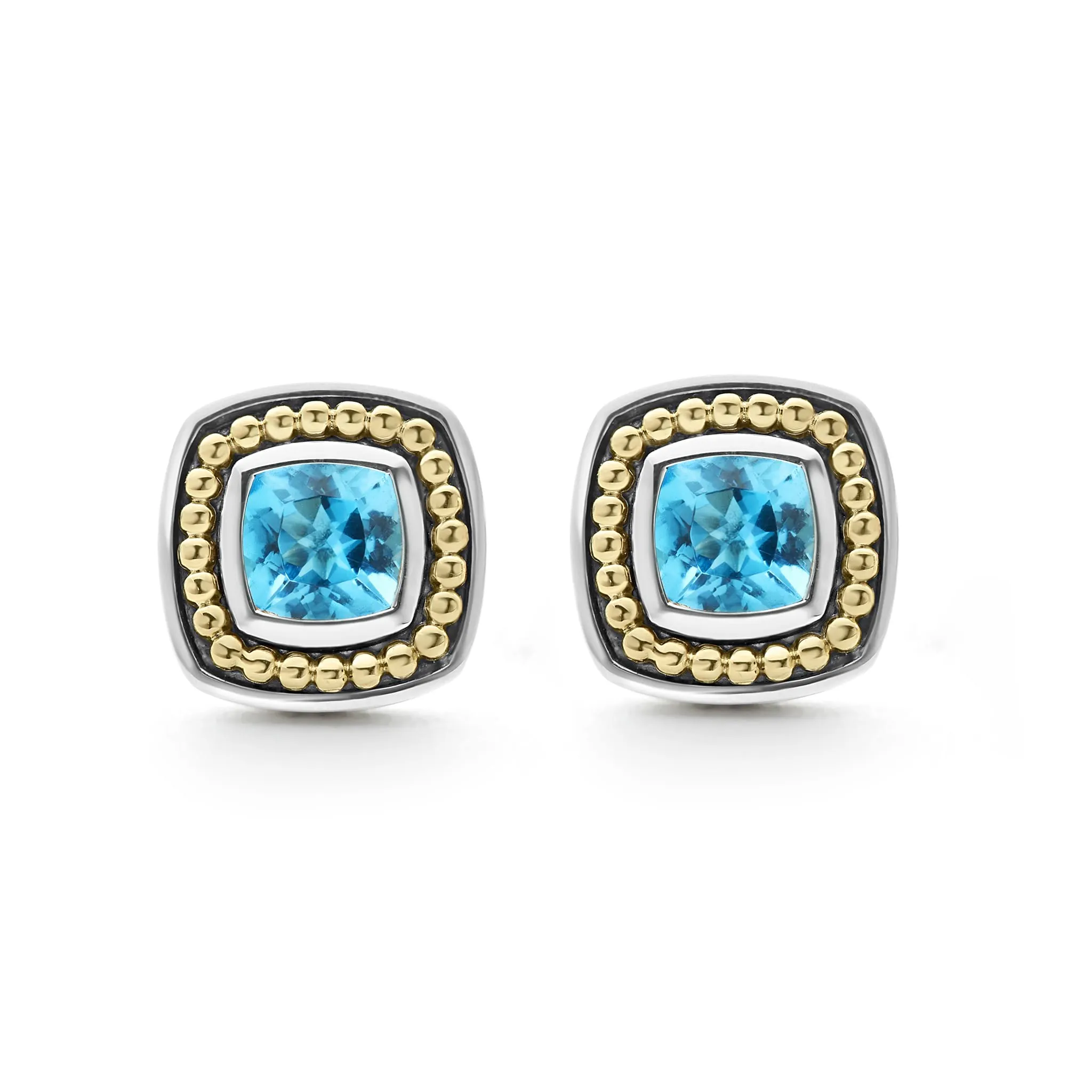 Caviar Color Swiss Blue Topaz Stud Earrings