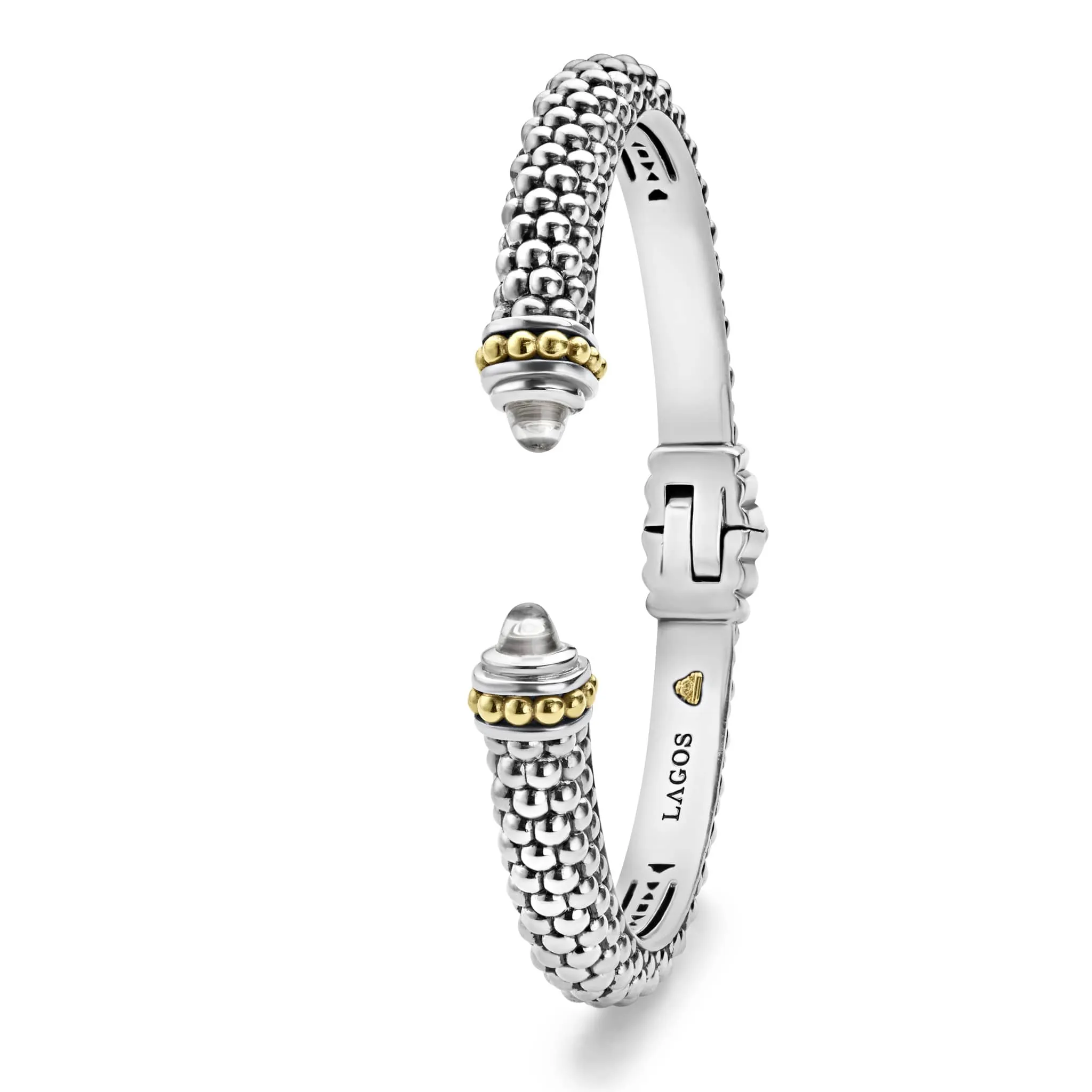 Caviar Color White Topaz Cuff Bracelet | 8mm