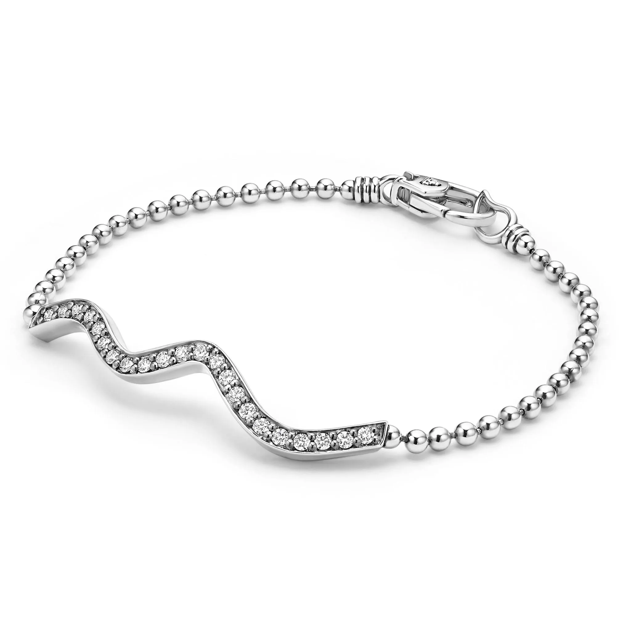 Caviar Spark Beaded Wave Diamond Bracelet