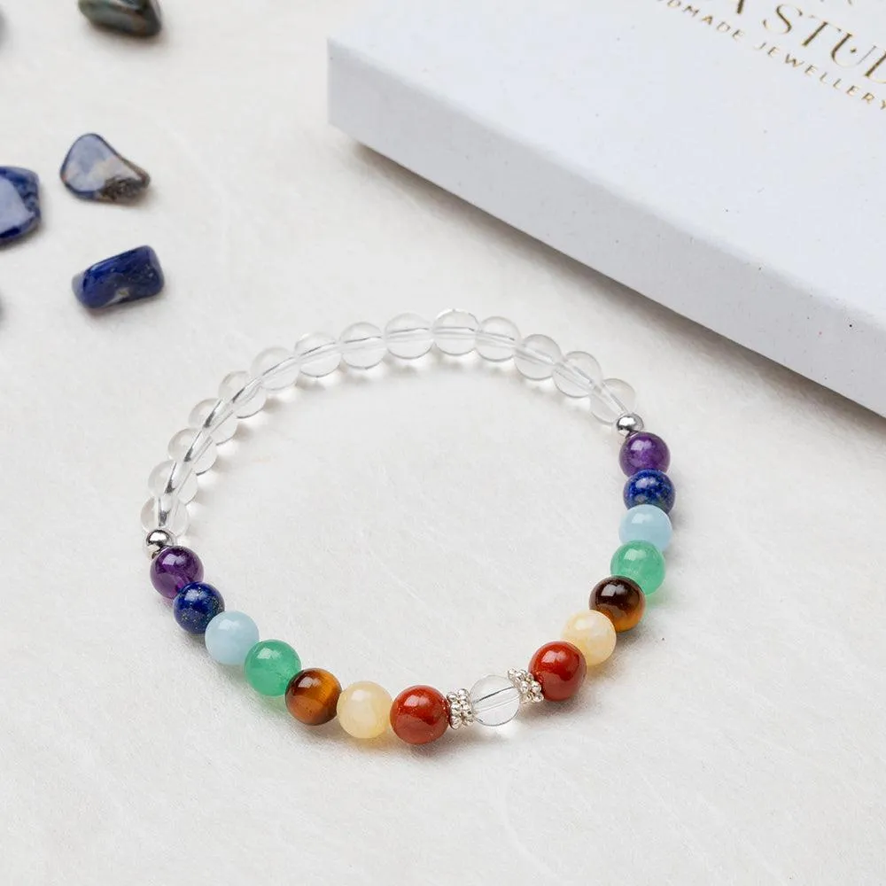 Chakra Bracelet with Clear Quartz - 6mm