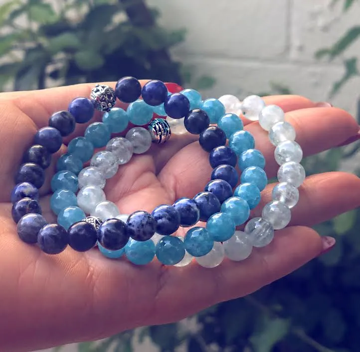 Chakra Genuine Crystal Bracelets Set 5 - Throat