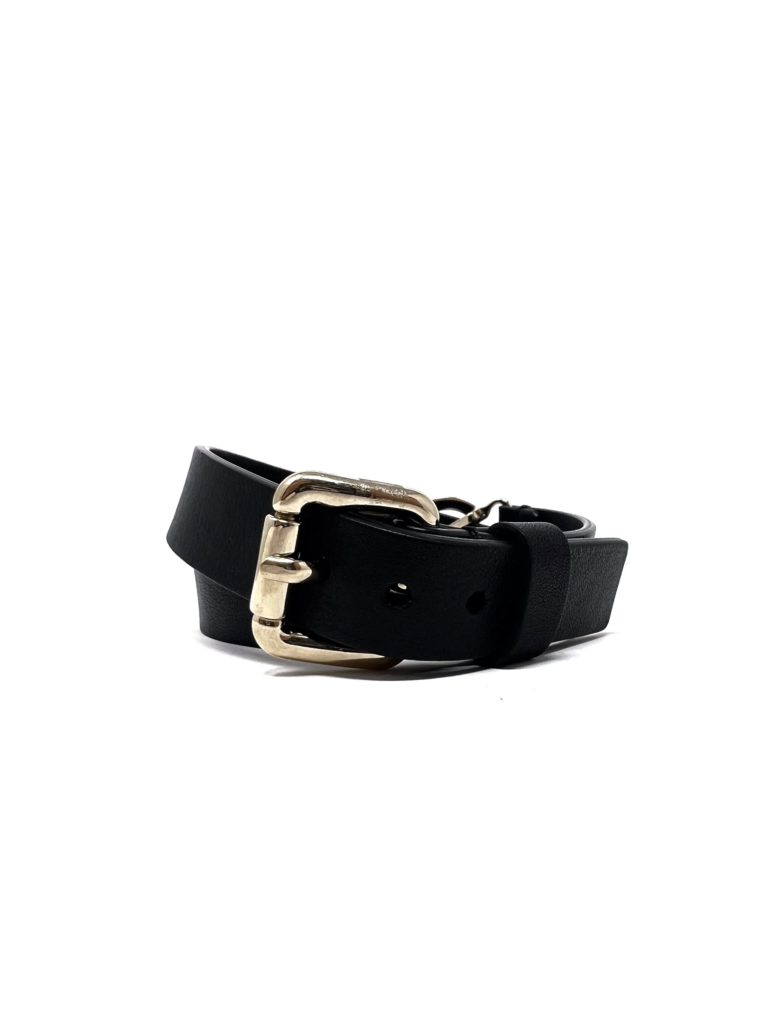 Chanel Black Crystal CC Wrap Leather Bracelet