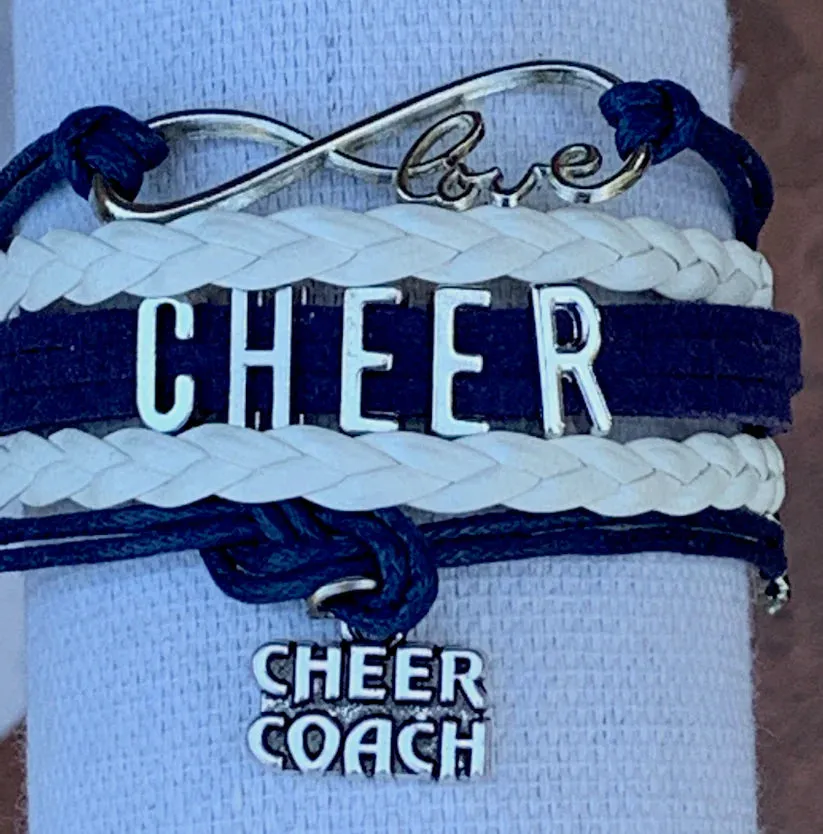 Cheer Coach Infinity Bracelet - Pick Colors & Charms