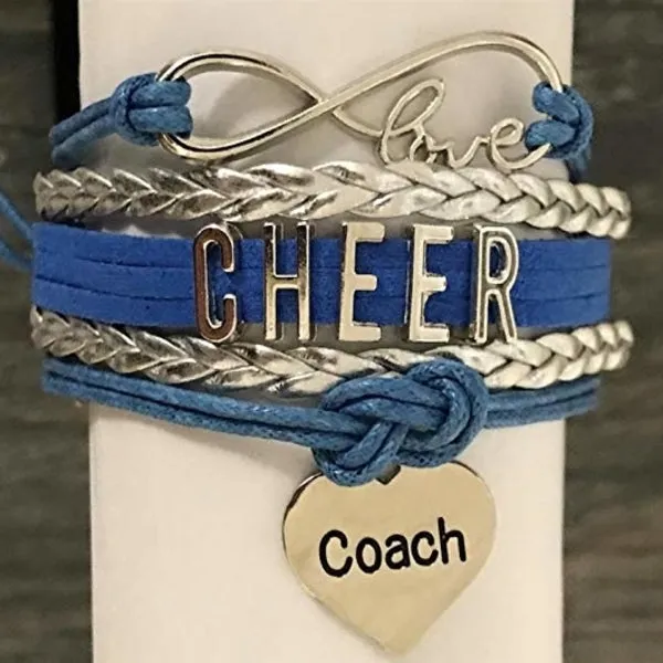 Cheer Coach Infinity Bracelet - Pick Colors & Charms