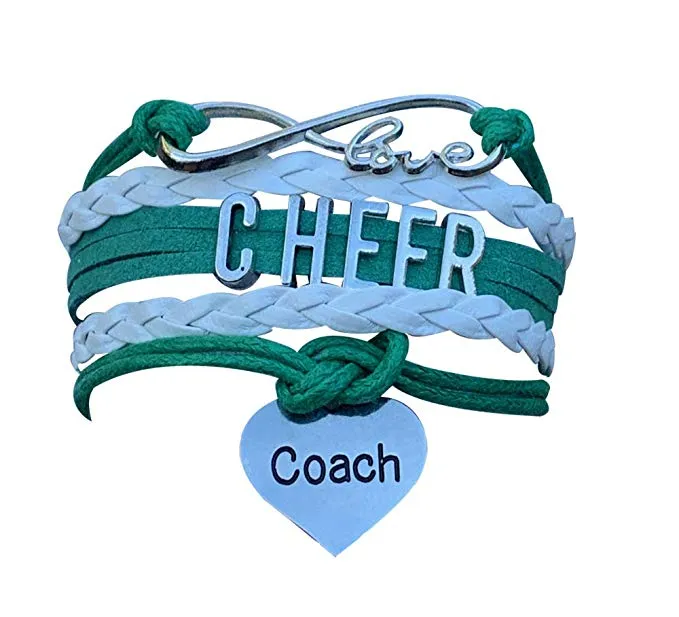 Cheer Coach Infinity Bracelet - Pick Colors & Charms