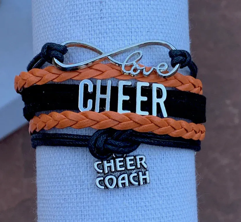 Cheer Coach Infinity Bracelet - Pick Colors & Charms