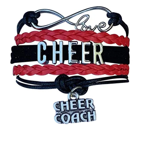 Cheer Coach Infinity Bracelet - Pick Colors & Charms