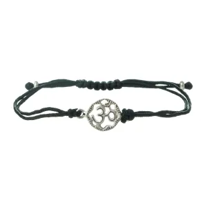 Circular Om Braided Bracelet ,Sterling Silver