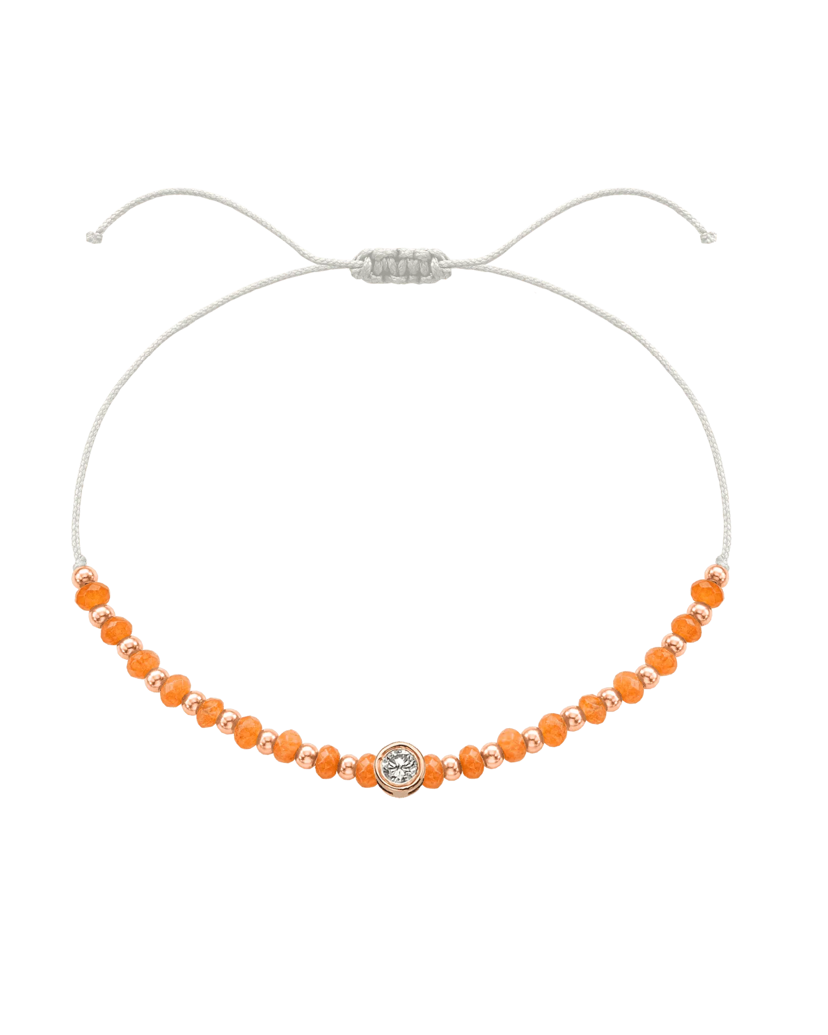 Citrine Gemstone String of Love Bracelet for Abundance - 14K Rose Gold