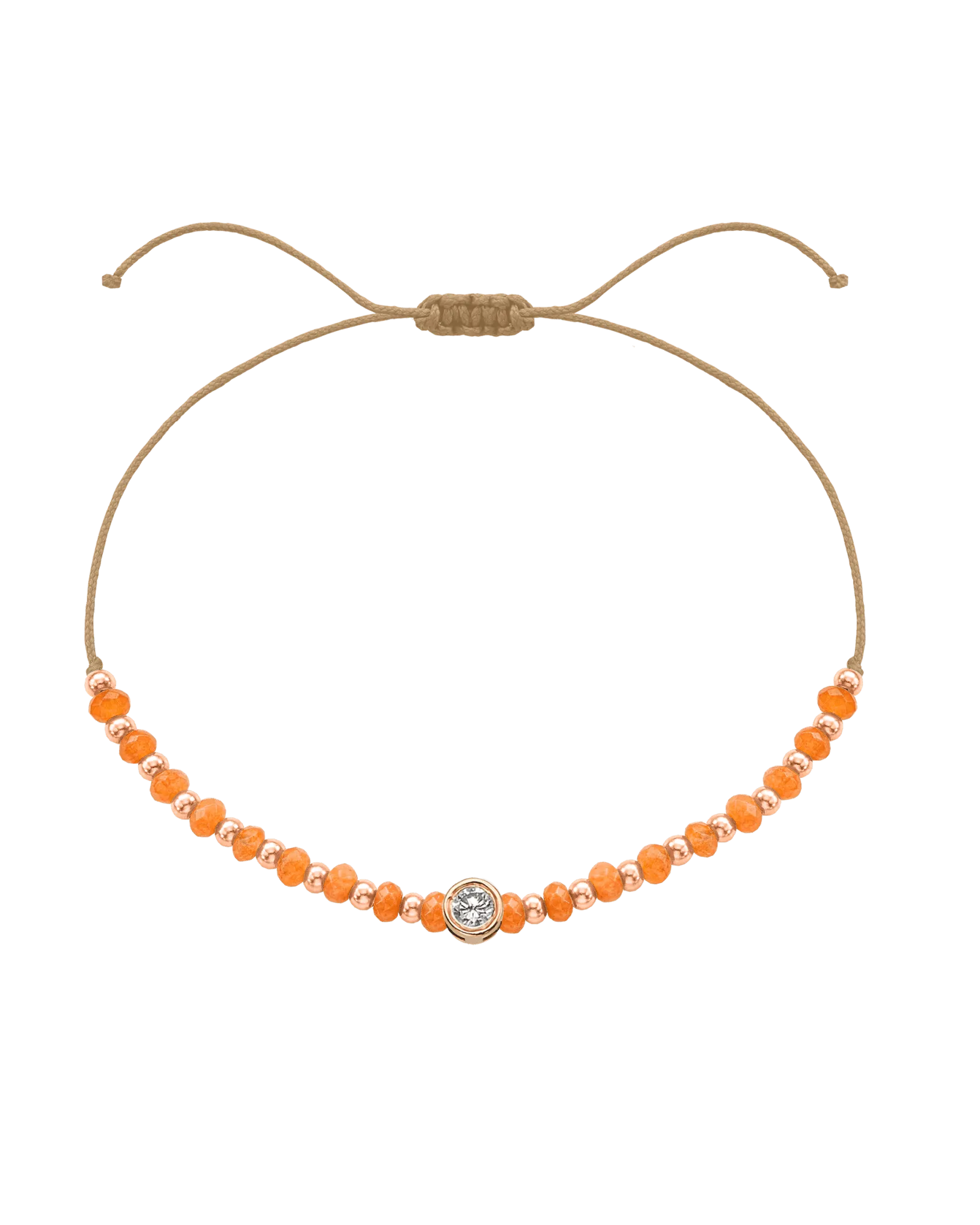 Citrine Gemstone String of Love Bracelet for Abundance - 14K Rose Gold