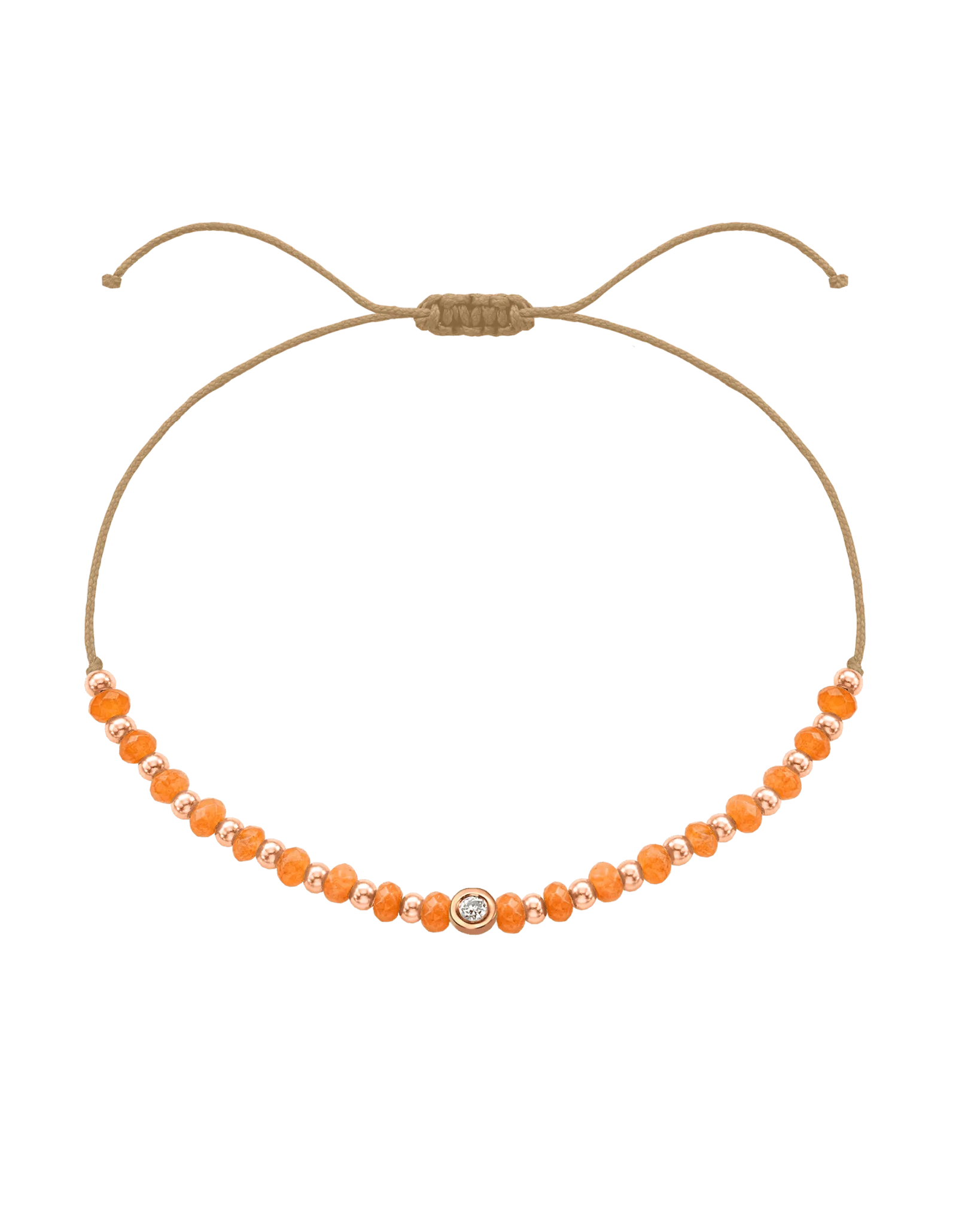 Citrine Gemstone String of Love Bracelet for Abundance - 14K Rose Gold