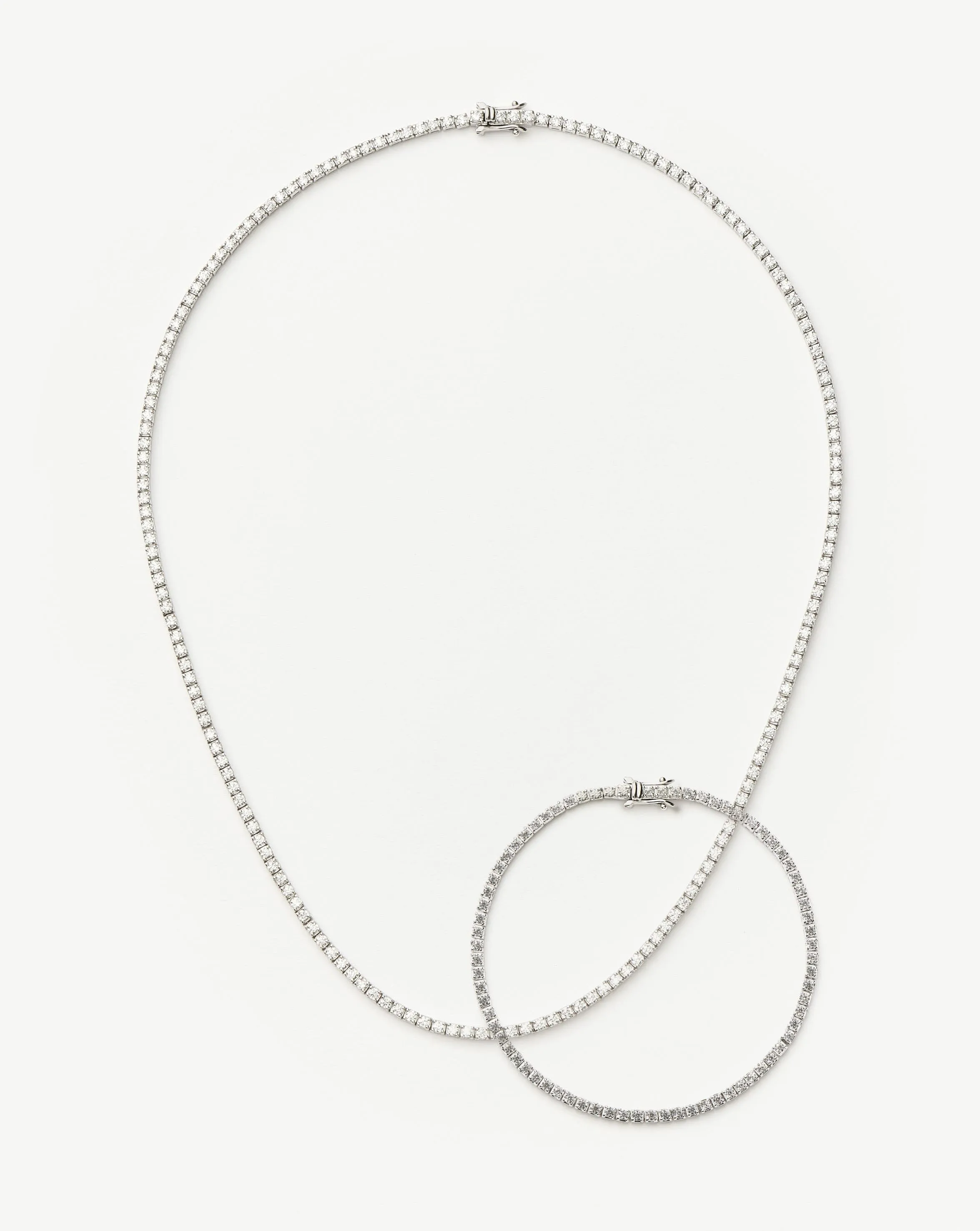 Classic Tennis Necklace & Bracelet Set | Sterling Silver Cubic Zirconia