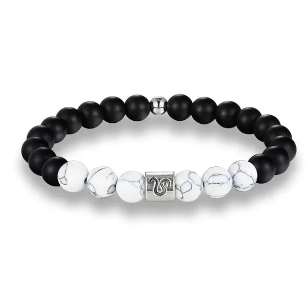 Classy Men Leo White Beaded Zodiac Bracelet