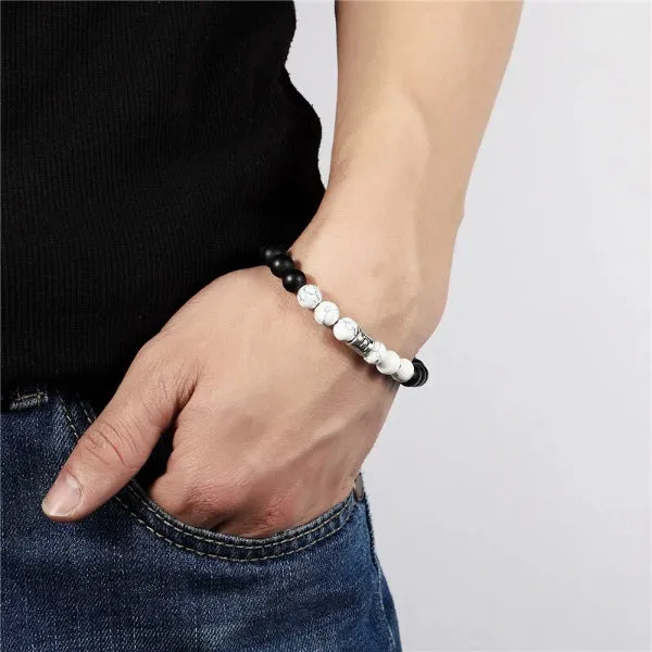 Classy Men Virgo White Beaded Zodiac Bracelet