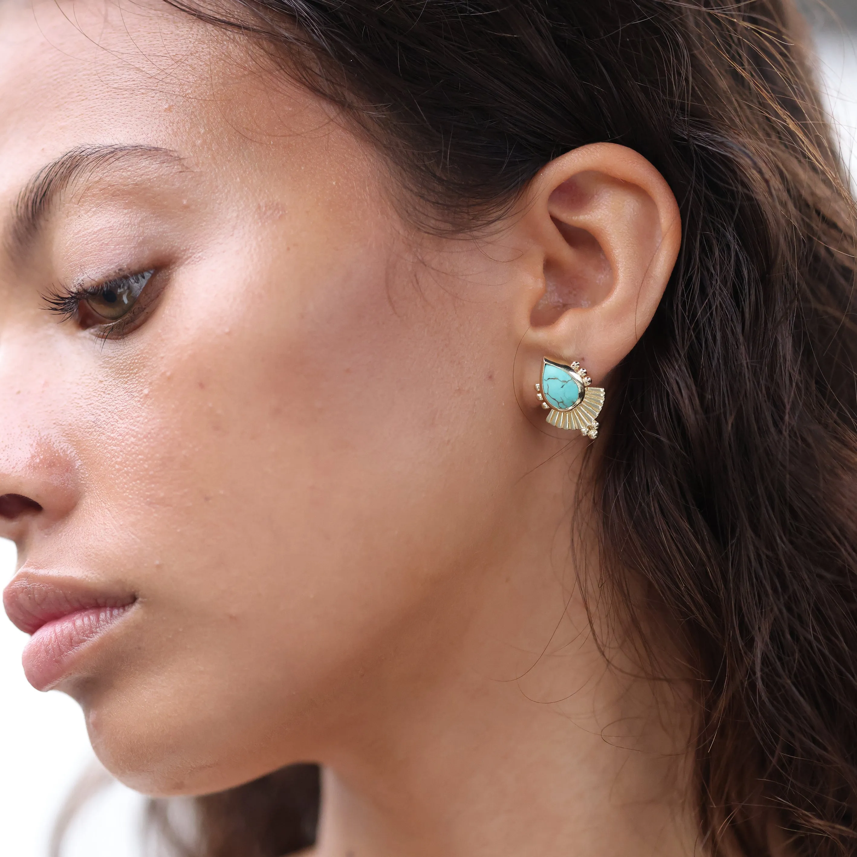 Cleopatra Turquoise Gold Earrings