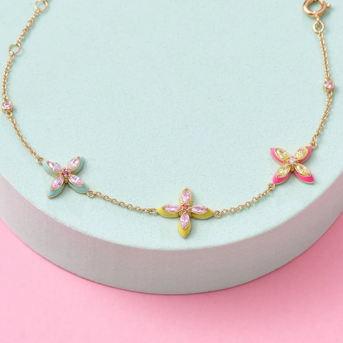 Clover Sherbert Enamel Bracelet Gold