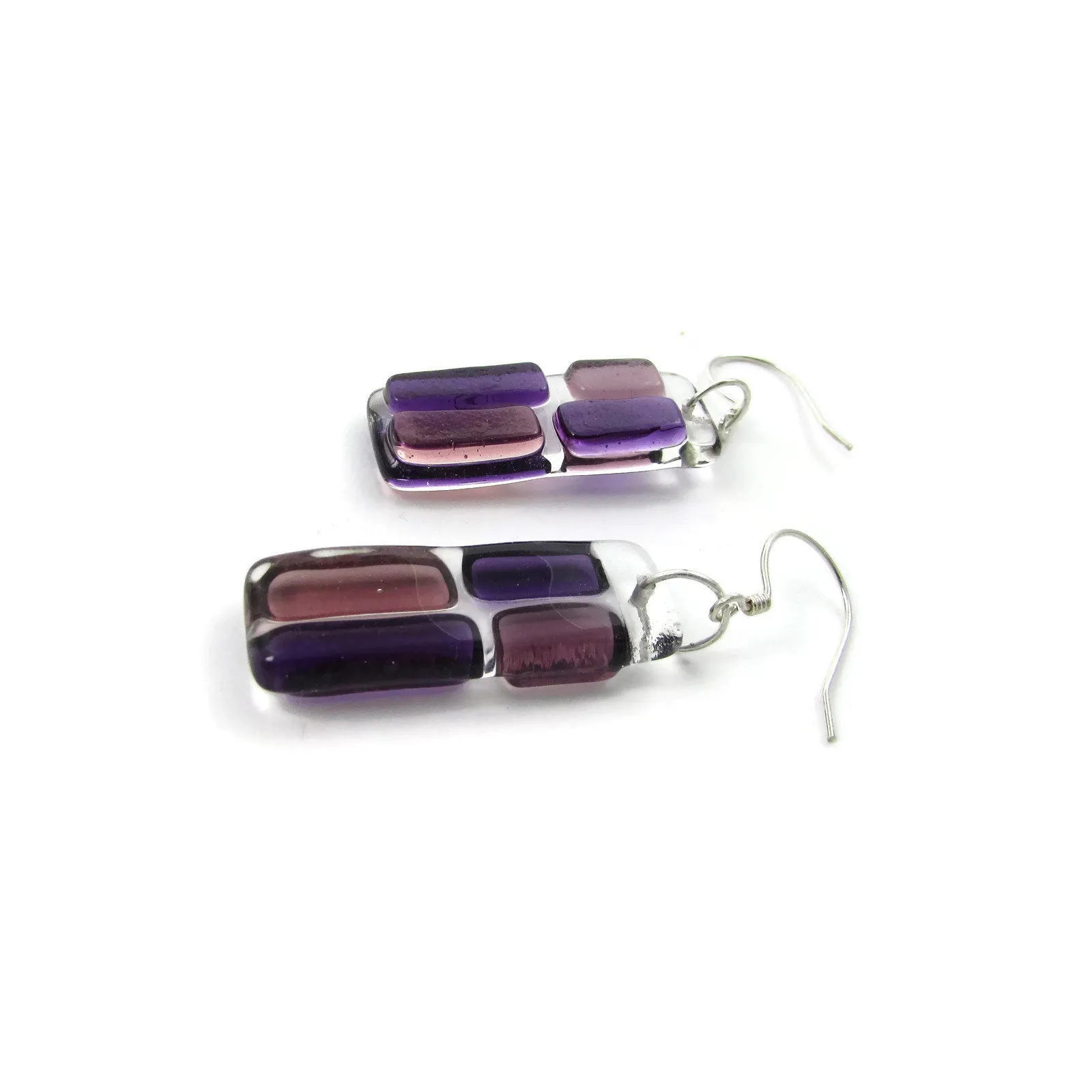 Cobblestones Glass Earrings - Purple