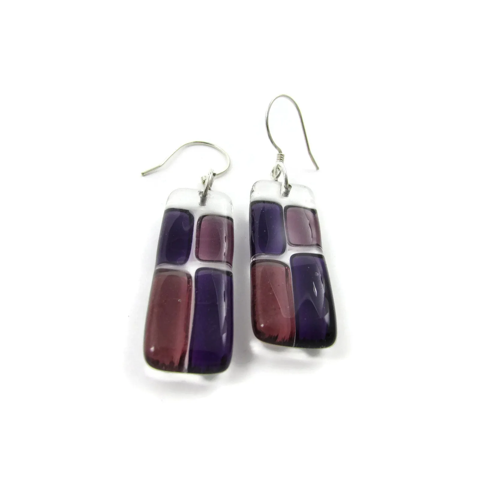 Cobblestones Glass Earrings - Purple