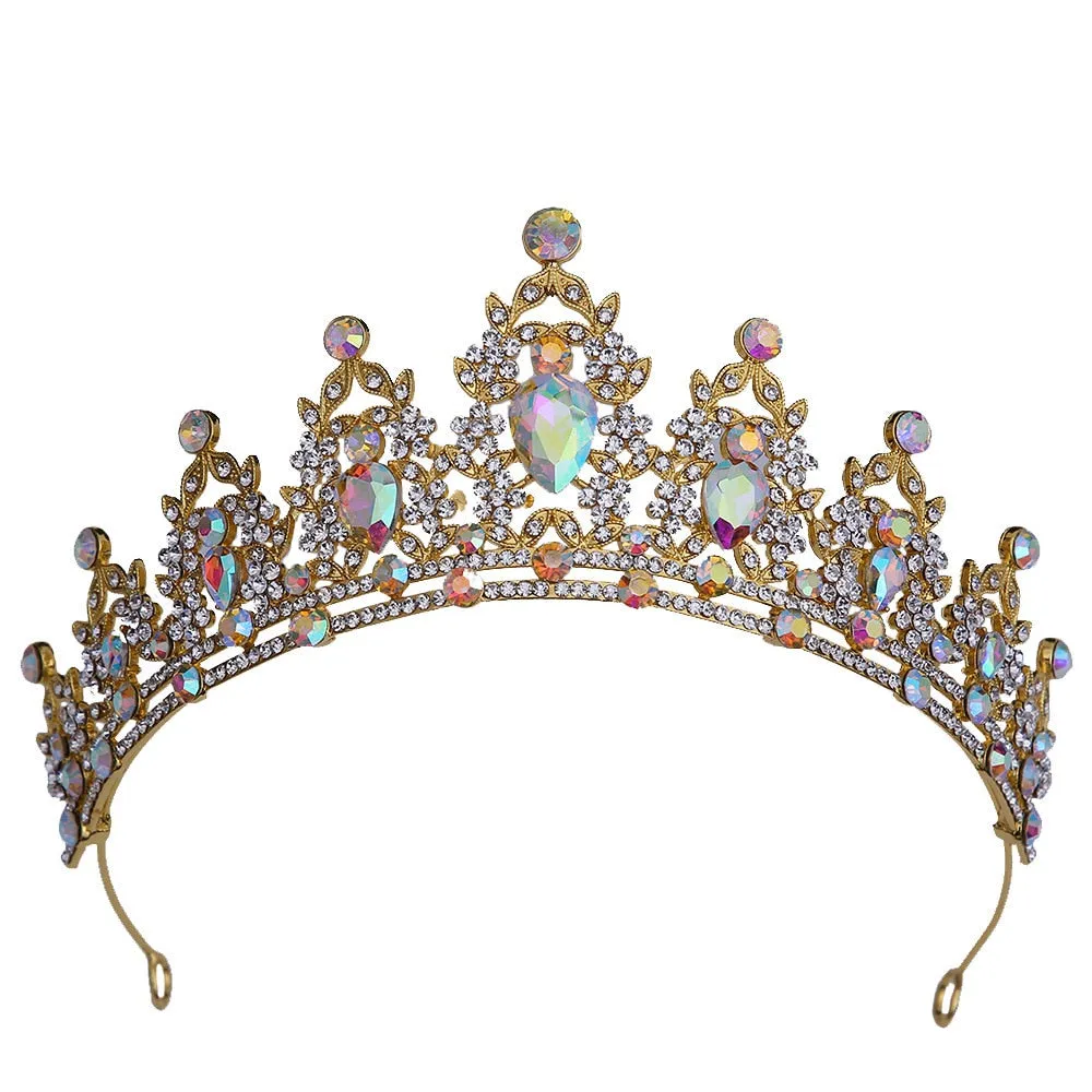 Colorful Tiara Crystal Princess Crown Party Hair Accessories