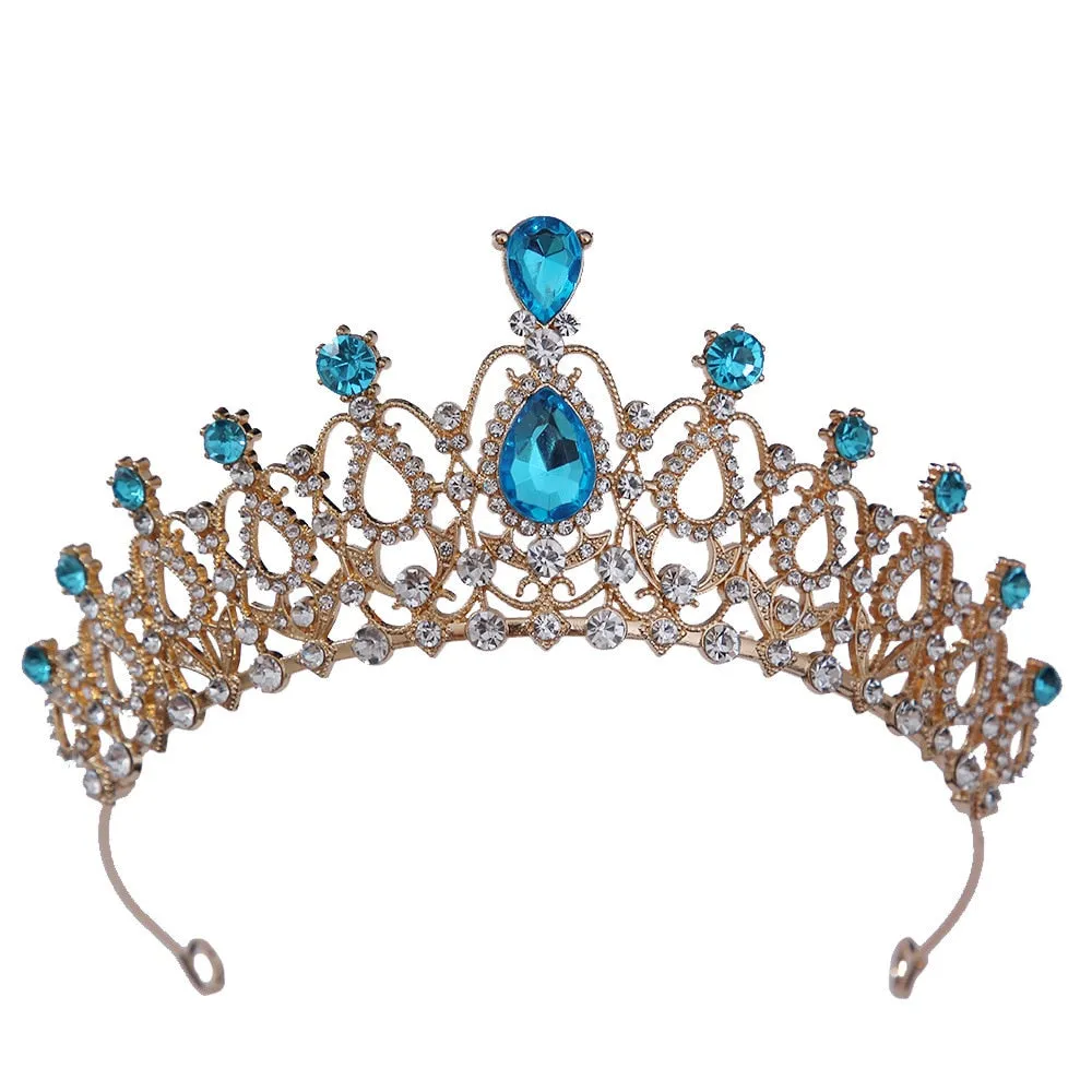 Colorful Tiara Crystal Princess Crown Party Hair Accessories