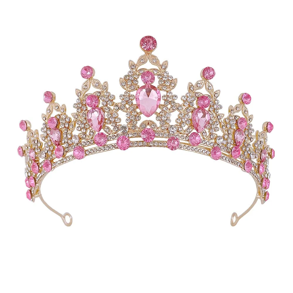 Colorful Tiara Crystal Princess Crown Party Hair Accessories