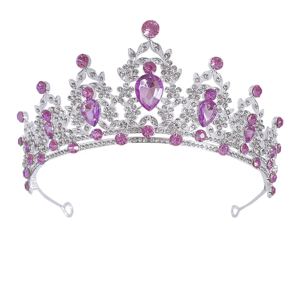 Colorful Tiara Crystal Princess Crown Party Hair Accessories