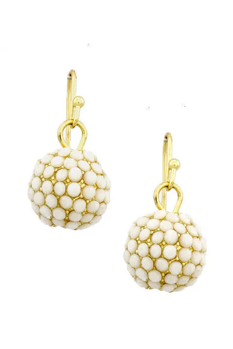 Cream Dangle Disco Ball Earrings