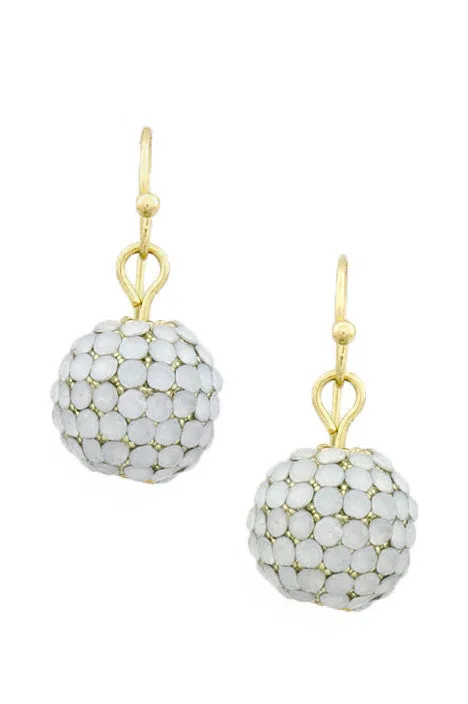 Cream Dangle Disco Ball Earrings