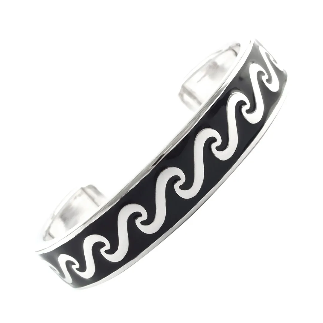 Crushed Wave Inlay Sterling Cuff Bracelet