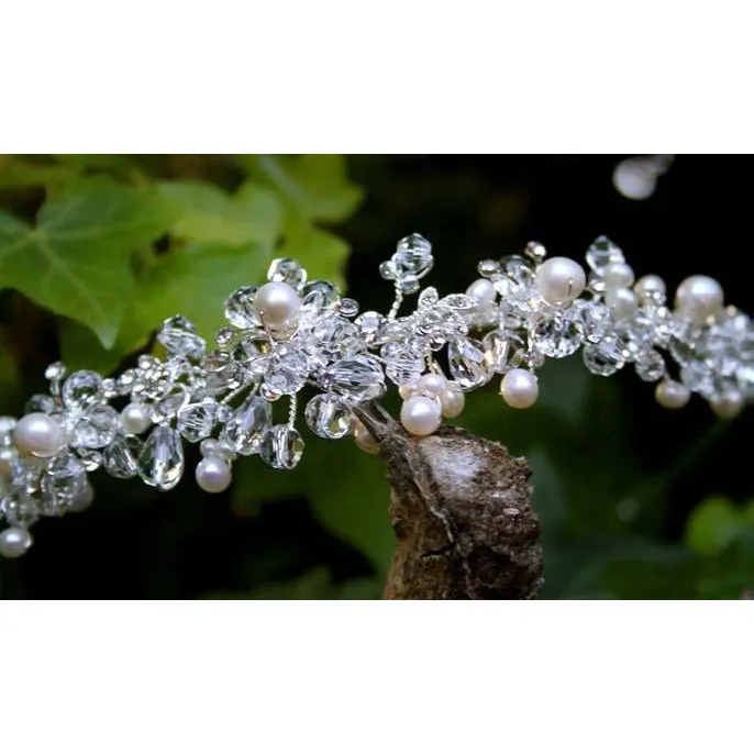 Crystal Flowers with Pearl Accent Headband