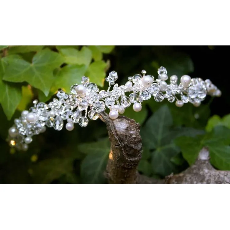 Crystal Flowers with Pearl Accent Headband