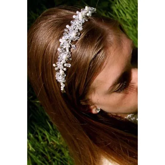 Crystal Flowers with Pearl Accent Headband