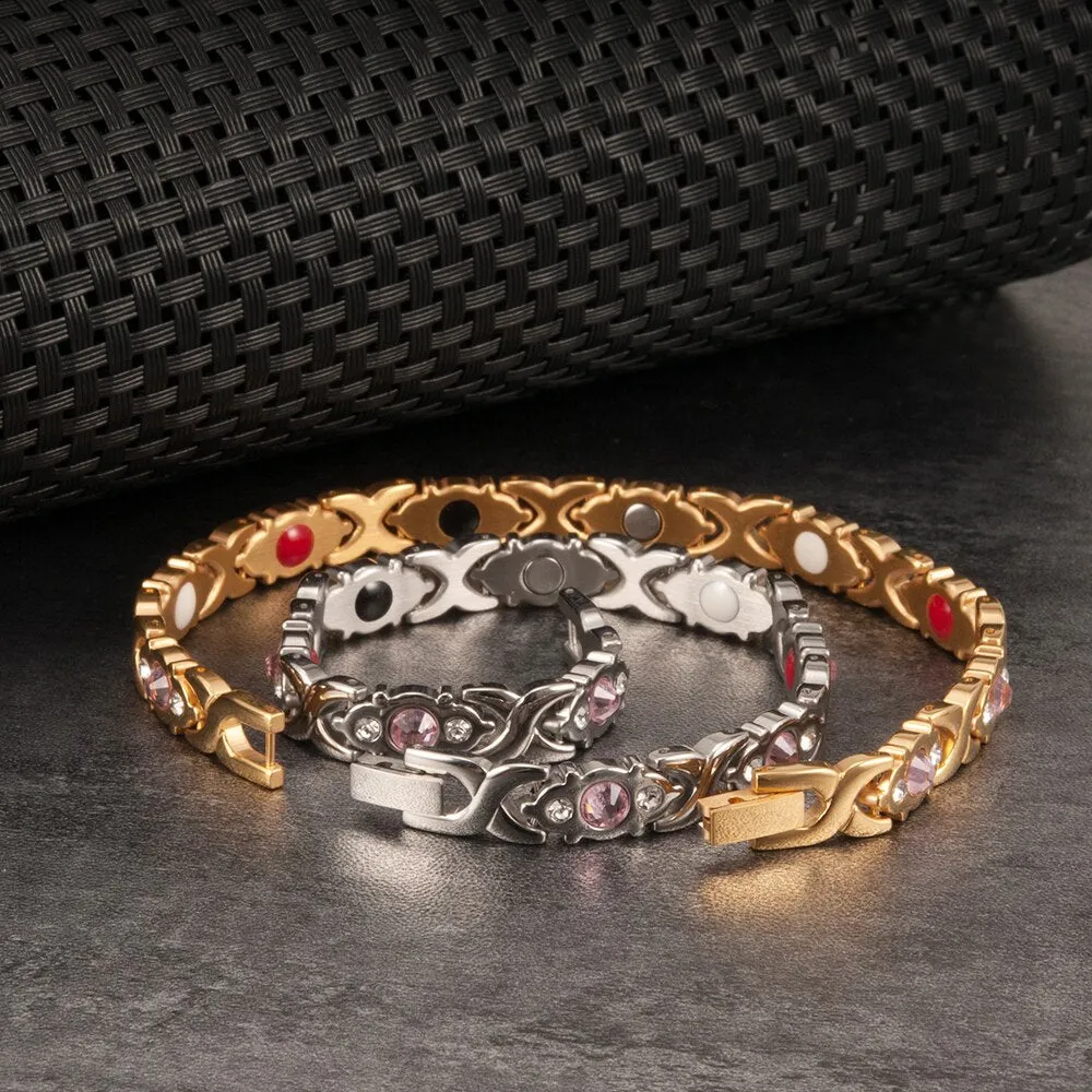 Crystal Gold-color Stainless Steel Bracelet