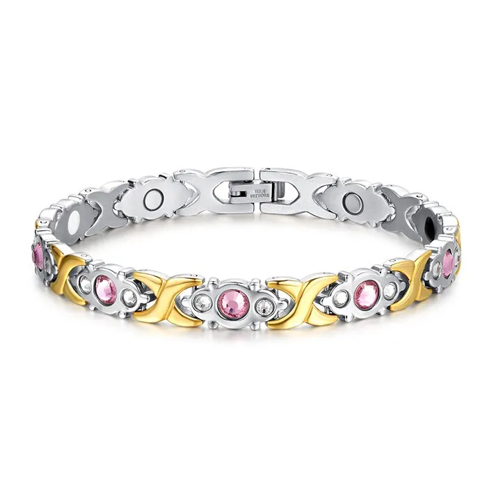 Crystal Gold-color Stainless Steel Bracelet