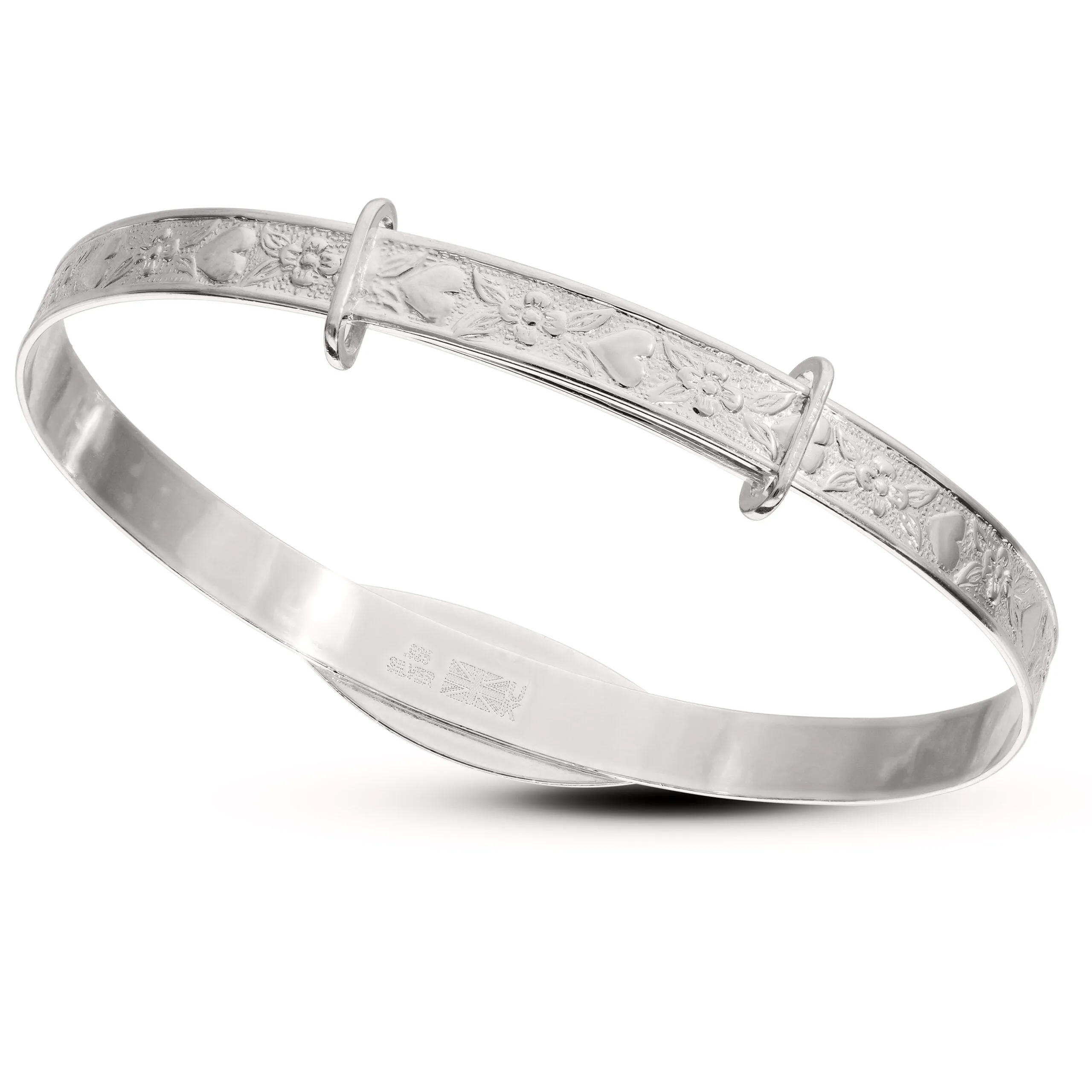 Customised Diamond Cut Birthstone Bangle for Kids in Silver or Gold plated (0–3 years)