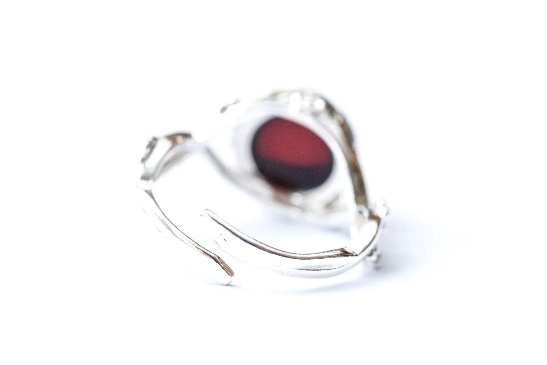 Dainty Floral Cherry Amber Ring