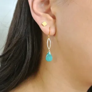 Dainty Turquoise Gold Eyelet Marquis Earring