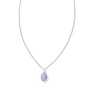 Daphne Framed Short Pendant in Silver & Lilac Kyocera Opal