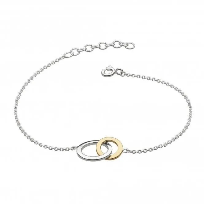 Dew Sterling Silver Set Linked Circle Gold Plate 7.5 Bracelet 7694GD021