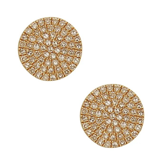 Diamond Pave Disc Stud Earrings