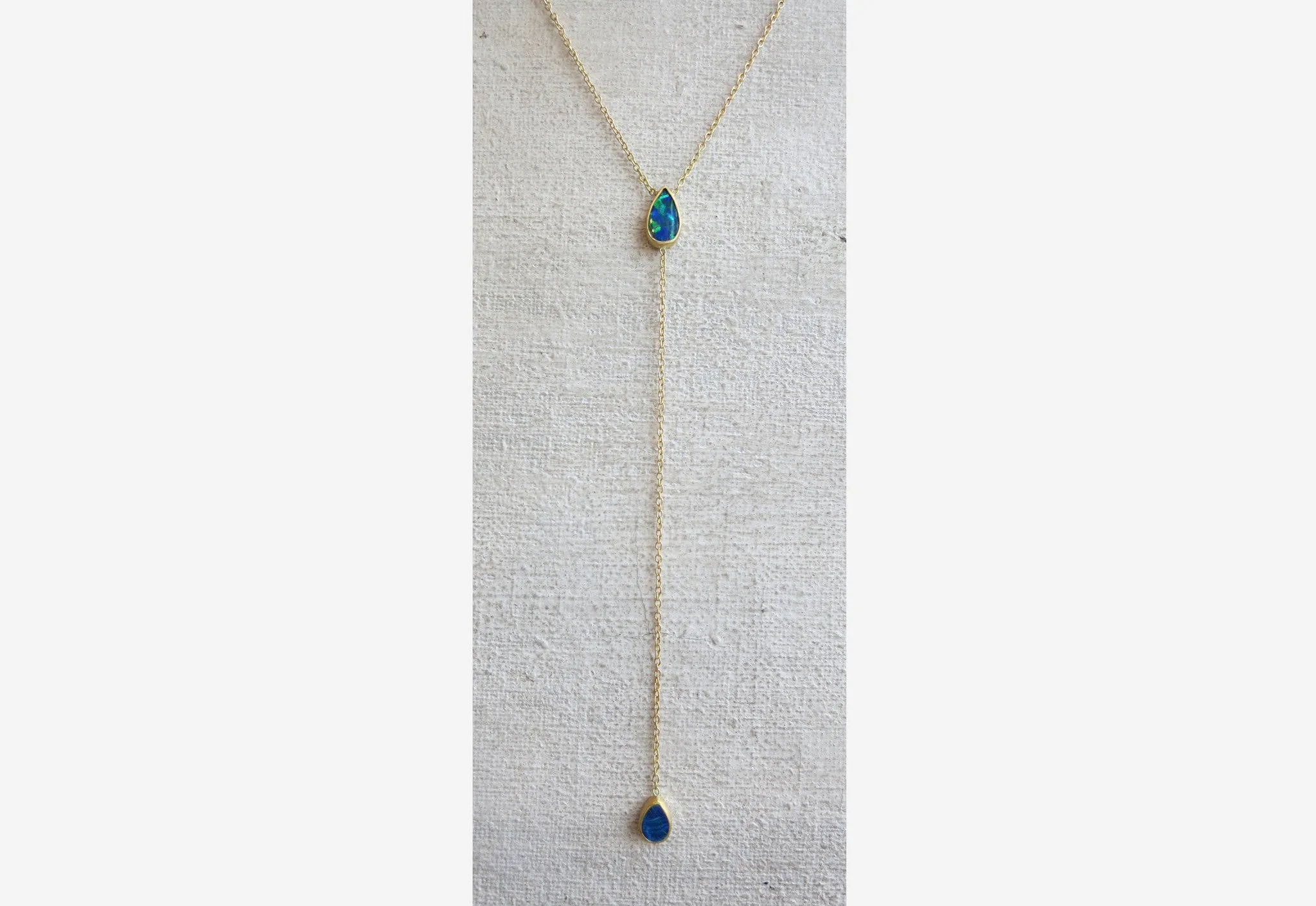 Double Opal Drop Necklace