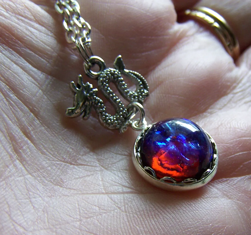 Dragon's Breath Opal Vintage Pendant Necklace