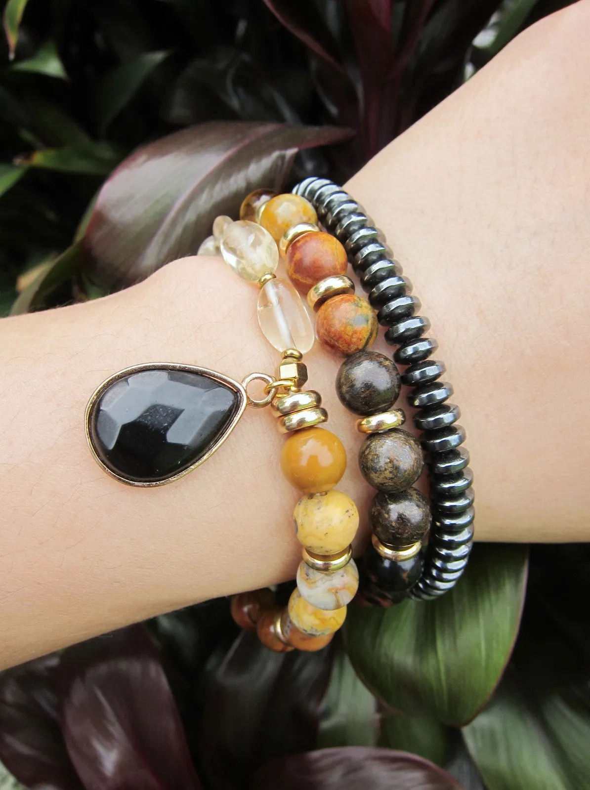 Earthy Mala Stones in 27 Bead Bracelet